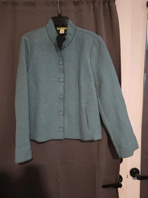 Abrigo Chaqueta de Lana Sigrid Olsen Azul Verde Gris, Abrigo Grande de Invierno, Ropa Exterior De Colección Foto 1 de 4