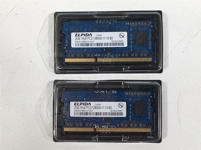 Elpida 4GB (2x2GB) SODIMM RAM 1Rx8 PC3-12800S EBJ20UF8BDU0-GN-F - Image 1 of 3