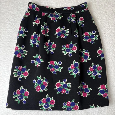 Max Mara Negro Fucsia Púrpura Falda Algodón Estampado Floral Bolsillos EE. UU. 10 Foto 1 de 4