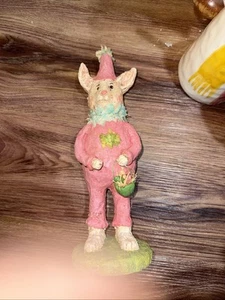 Monnie Wilson Easter Rabbit In Clown Suit Figurine Handcrafted Folk Art - Picture 1 of 3