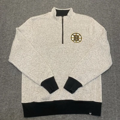 Suéter Boston Bruins Adulto Grande Gris Negro 1/4 Cremallera Manga Larga Cuello Simulado Foto 1 de 4