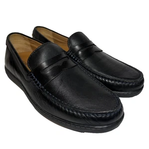 301755 HS Trask SHELON Mocassino Bk Pelle Uomo Taglia 8,5 M Blu Punto SLIP-ON H.S. - Foto 1 di 16
