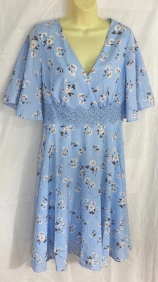 Mujer Bbonlineress Azul Floral Abrigo Vestido Talla Mediana Fiesta Cuello en V Hobo Foto 1 de 4