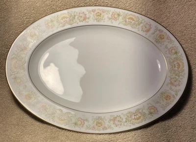 Plato para servir Noritake May Garden 2355 ovalado fino China Japón adorno dorado floral Foto 1 de 4