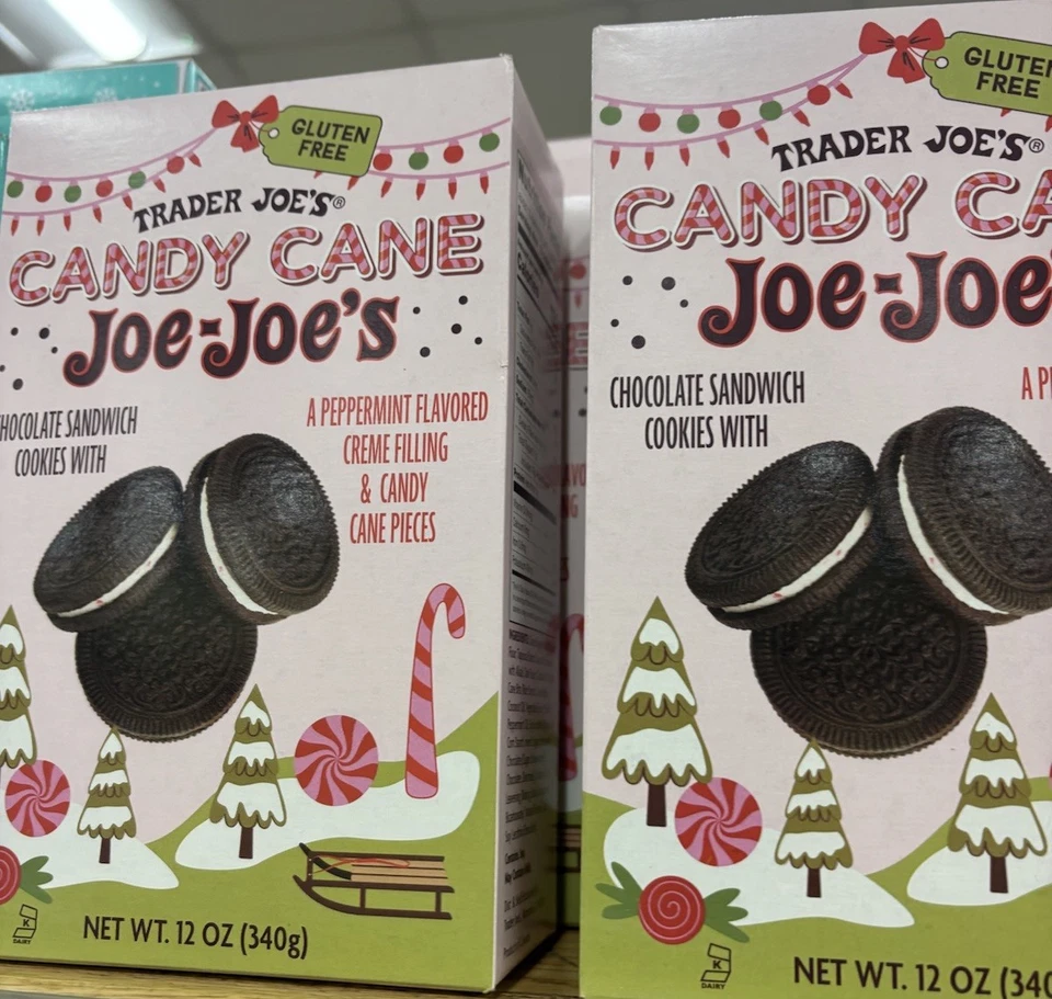 2 Pack Trader Joe's Gluten Free Candy Cane Joe-Joe's Sandwich Cookies 12oz - Image 1 of 1