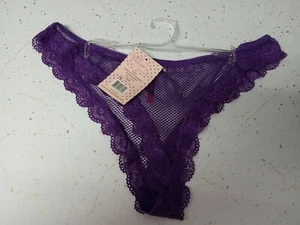 Seven Til Midnight Fishnet And Lace Trim Panty Purple 1x / 2x - Picture 1 of 4