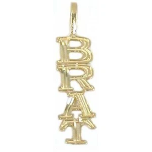 14K Gold Charm Brat Spoiled Rotten Pendant Jewelry Part 23mm - Picture 1 of 1