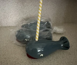 NEW 3 WOODEN WHALE PEN/PENCIL HOLDER.MADE IN ITALY. 5”x2”. - Picture 1 of 11