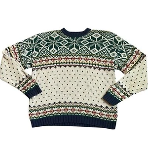 Vintage Abercrombie & Fitch Sweater Men’s L Tan Nordic Birdseye Cream Fair Isle  - Picture 1 of 9