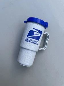 Vintage USPS Mail Thermos Plastic Cup 16 oz Tumbler Koozie, Made in USA, 90s Y2K - Picture 1 of 8