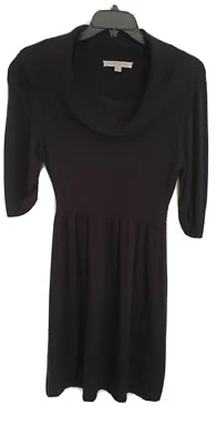 Evan Picone Negro Manga 3/4 Capucha Cuello Acanalado Suéter Vestido Talla XL Foto 1 de 4