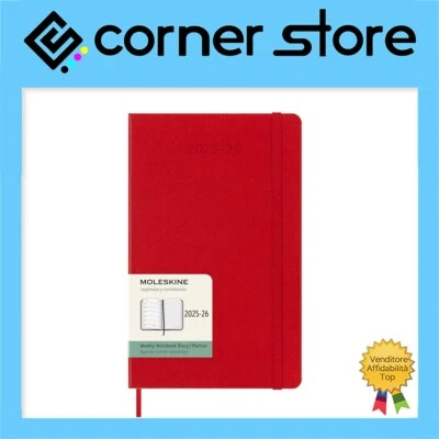 Moleskine Agenda Settimanale Orizz con Taccuino 25/26-18 Mesi-Rigida-13x21-Rosso - Immagine 1 di 4