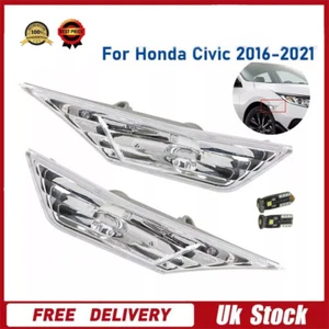 2X For Honda Civic 2016-2021 Clear Side Marker Lamp Turn Signal Light Housing - Picture 1 of 9