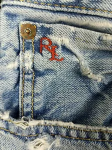 VERY RARE!!!VINTAGE 867 CLASSIC POLO RALPH LAUREN DISTRESS DENIM JEANS SZ 32X30 - Picture 1 of 12