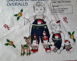 Vintage Daisy Kingdom  Snowman Toddler Overalls Cotton Fabric Panel Cut & Sew  - Picture 1 of 2