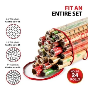 Christmas Wrapping Paper Storage Bag Container Fits 14-20 Gift Wrap Rolls 102X23 - Picture 1 of 9