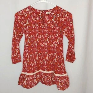 H&M Cotton Floral Long Sleeve Prairie Ruffle Bottom Dress Colorful Boho sz: 6 - Picture 1 of 4