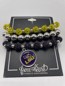 From The Heart Licensed Collegiate Team Amanda Crystal Stack Bracelets - Picture 1 of 14