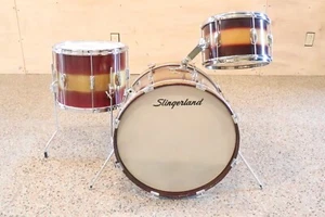 Slingerland Stage Band 3pc Drum Kit Set Red to Gold Duco Vintage 1960's 20/15/12 - Picture 1 of 17