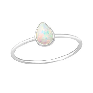 925 Sterling Silver White Opal Moonstone Teardrop Ring Women Size 6 7 8    - Picture 1 of 4