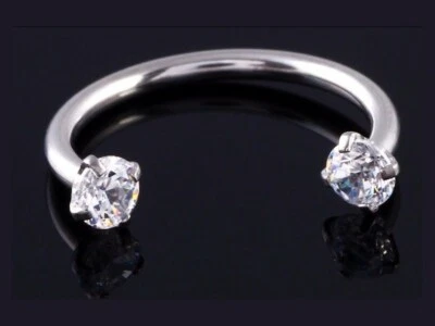 Luxury Crystal Prong Set Horseshoe Septum Piercing Bar Lip Nose Ring Round - Image 1 of 4