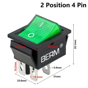 Qualität 2 Positionen Rechteckig Wippschalter Ein Aus DPST 4 Pin 250V 16A - Bild 1 von 3