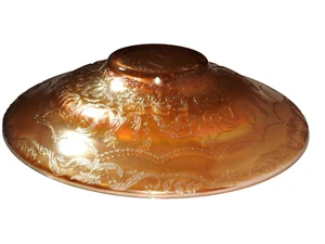 Vintage Amber Rose Carnival Glass large Bowl with etched bottom - Picture 1 of 9