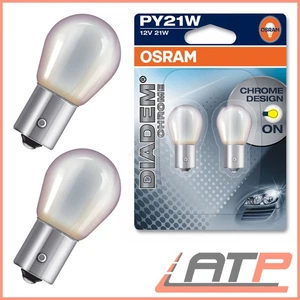 2x OSRAM DIADEM CHROME PY21W GELB BLINKERLAMPE 21W BLINKER BLINKERBIRNE BAU15s - Bild 1 von 3