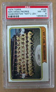 1974 Topps Baseball #226 San Diego Padres Washington Nat'l Lea PSA 8 Graded card - Picture 1 of 2