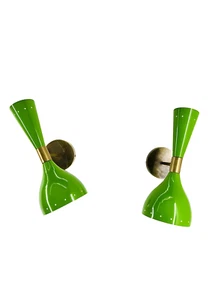 Vintage 50er Messing Diabolo Wandleuchter -2 Birnen Mid Century Modern Leuchte - Bild 1 von 5