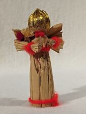 Vtg 1960s Precious Woven Straw Wheat Hay Christmas Ornament ~ Angel Gold Hair
