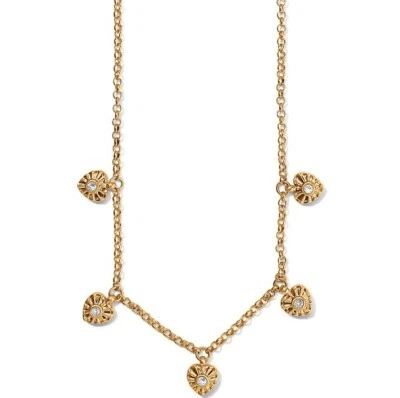 NWT Brighton Esprit Heart Station Gold & Crystal Necklace $78 - Image 1 of 3