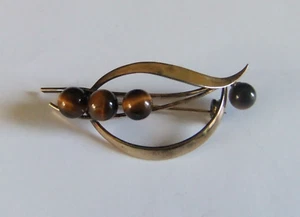 TIGERS EYE STERLING SILVER & GOLD BROOCH - Bild 1 von 5