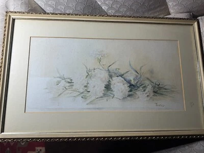 Large Antique Davis "Tabletop Floral Scene" Watercolor Painting - Signed/Framed - Image 1 of 4