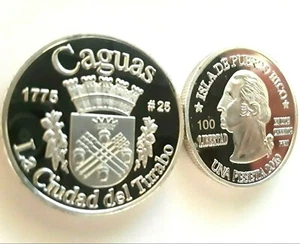 PESETA CAGUAS 2019 Serie Pueblos PUERTO RICO Plata Boricua Silver Quarter 1/100 - Picture 1 of 12