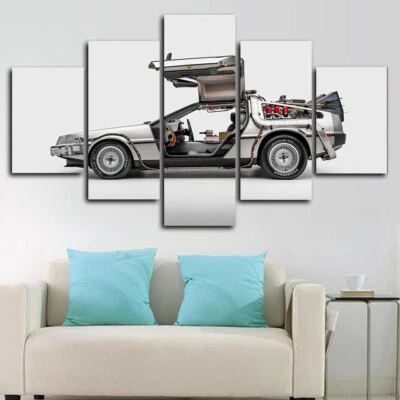 Póster de arte de pared con impresión en lienzo de 5 paneles de coche de película Regreso al futuro decoración del hogar Foto 1 de 4