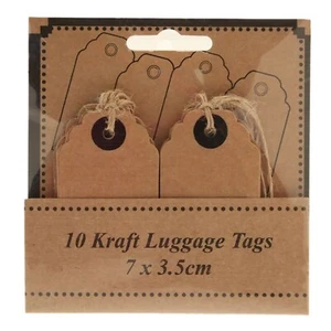 Pack of 10 Kraft Luggage Tags with decorative twine -X LA8705 - Picture 1 of 1