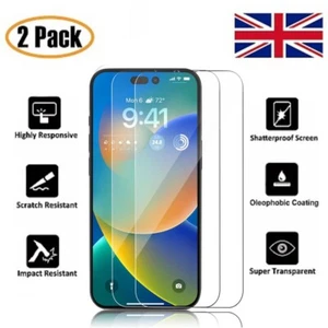 Tempered Glass Screen Protector for iPhone 16 15 13 14 Pro Max 12 17 Pro Max XR - Picture 1 of 4