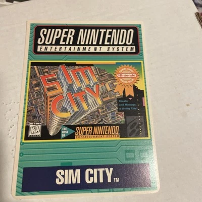 SNES Sim City VIDPRO Card Toys R Us Display Card Promo Rare - Image 1 of 2