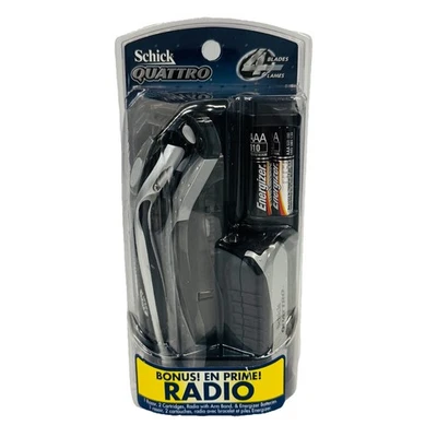Vintage Men's Schick Quattro 4-Blade Razor With Two Cartridge And Bonus Radio - Image 1 of 4
