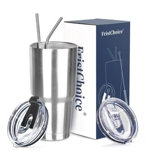 30 oz Tumbler with Lids and Straws Double Wall Insulated Tumbler Cup,Stainles... - Picture 1 of 7