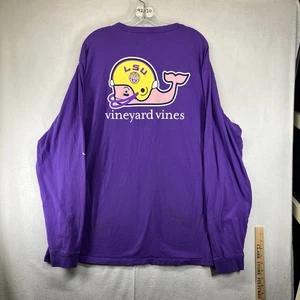 Gr. 2XL Vineyard Vines lila LSU Rundhals T-Shirt Langarm Tasche *PUNKTE* - Bild 1 von 21