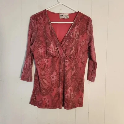 Top Babydoll Manga 3/4 Y2k De Colección Talla 16 Cachimba Hada Años 90 Rosa Brillo Cachemira Foto 1 de 4