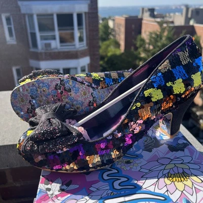 Never Worn Colorful Checkered Sequence Irregular Choice Pumps US11 EU42 - Imagem 1 de 4