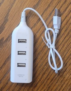 4 Port USB Hub Portable Laptop Mac Desktop White USB 2.0 - Picture 1 of 3