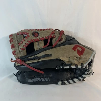 Guante de béisbol Demarini Insane mano izquierda 12,5 pulgadas negro rojo puntada cuero LEER Foto 1 de 4