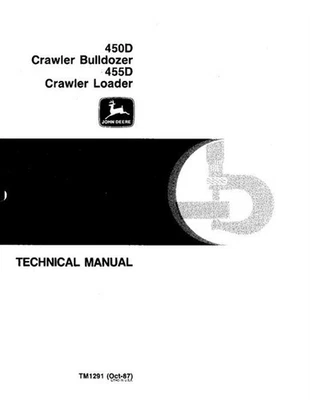 John Deere 450D 455D cargador de orugas bulldozer manual de reparación tm1291 Foto 1 de 4