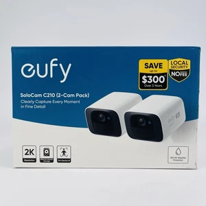 Eufy Security SoloCam Model C210 Wireless Wifi 2K Resolution Camera 2 Pack White - Picture 1 of 13