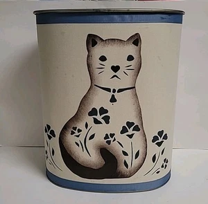 Vintage 13" J.V.REED and Company Trash Garbage Can With Cat Design - Picture 1 of 6
