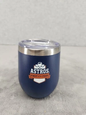 Маленький синий стакан Houston Astros Pinot In The Park с прозрачной крышкой высотой 4,5 дюйма - Изображение 1 из 4